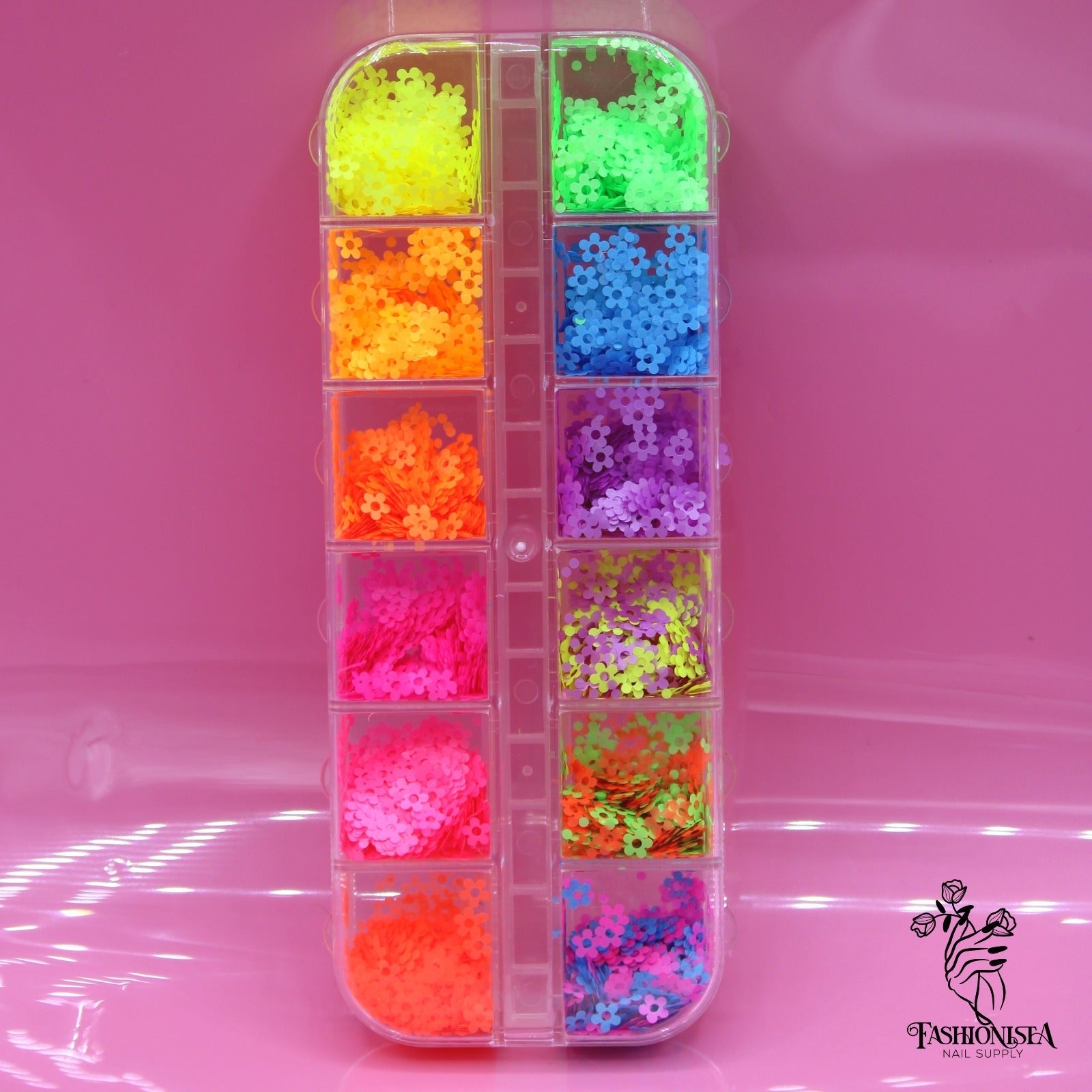 Mini caja (Glitters flores Neones)