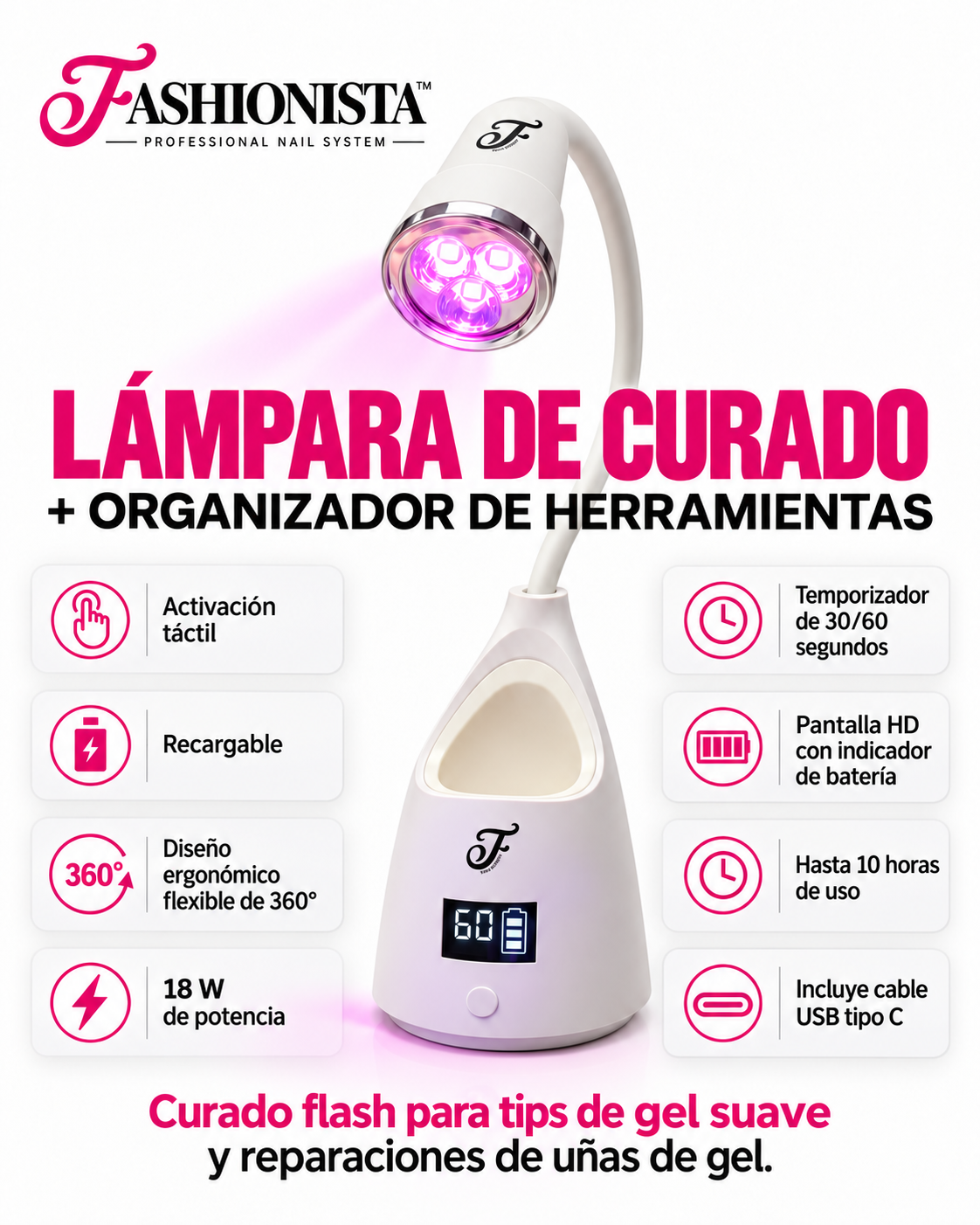 Lámpara de curado + Organizador de herramientas.