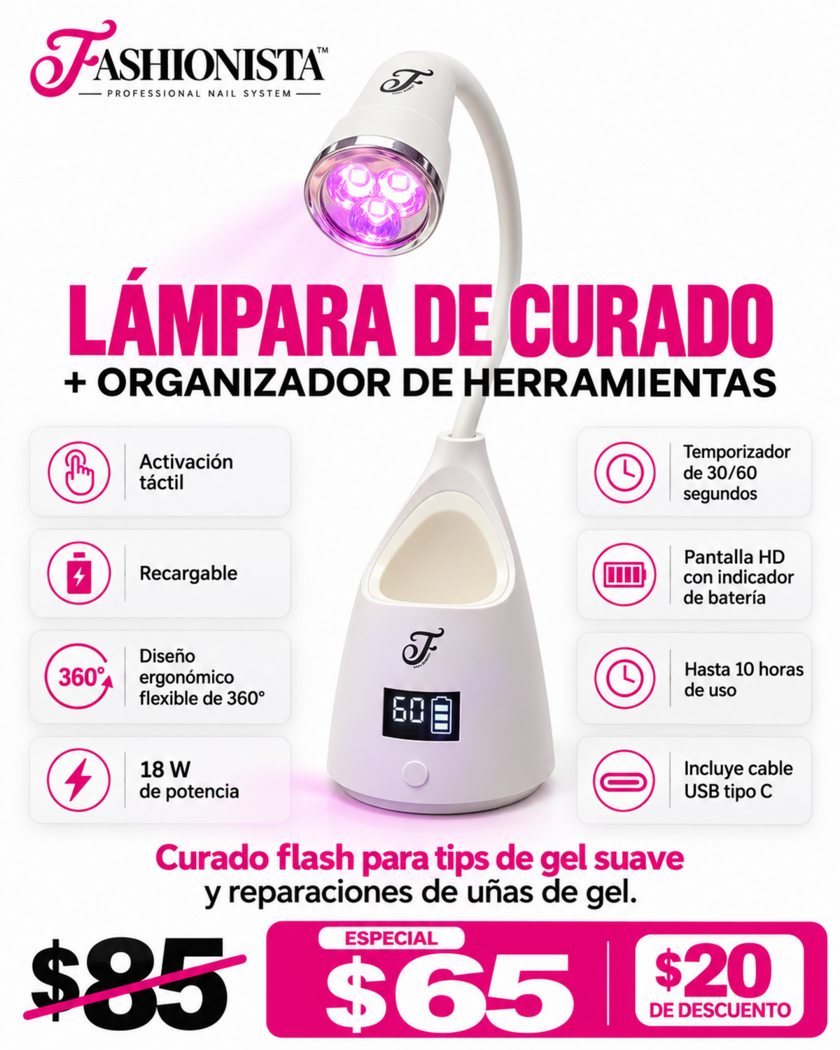Lámpara de curado + Organizador de herramientas.