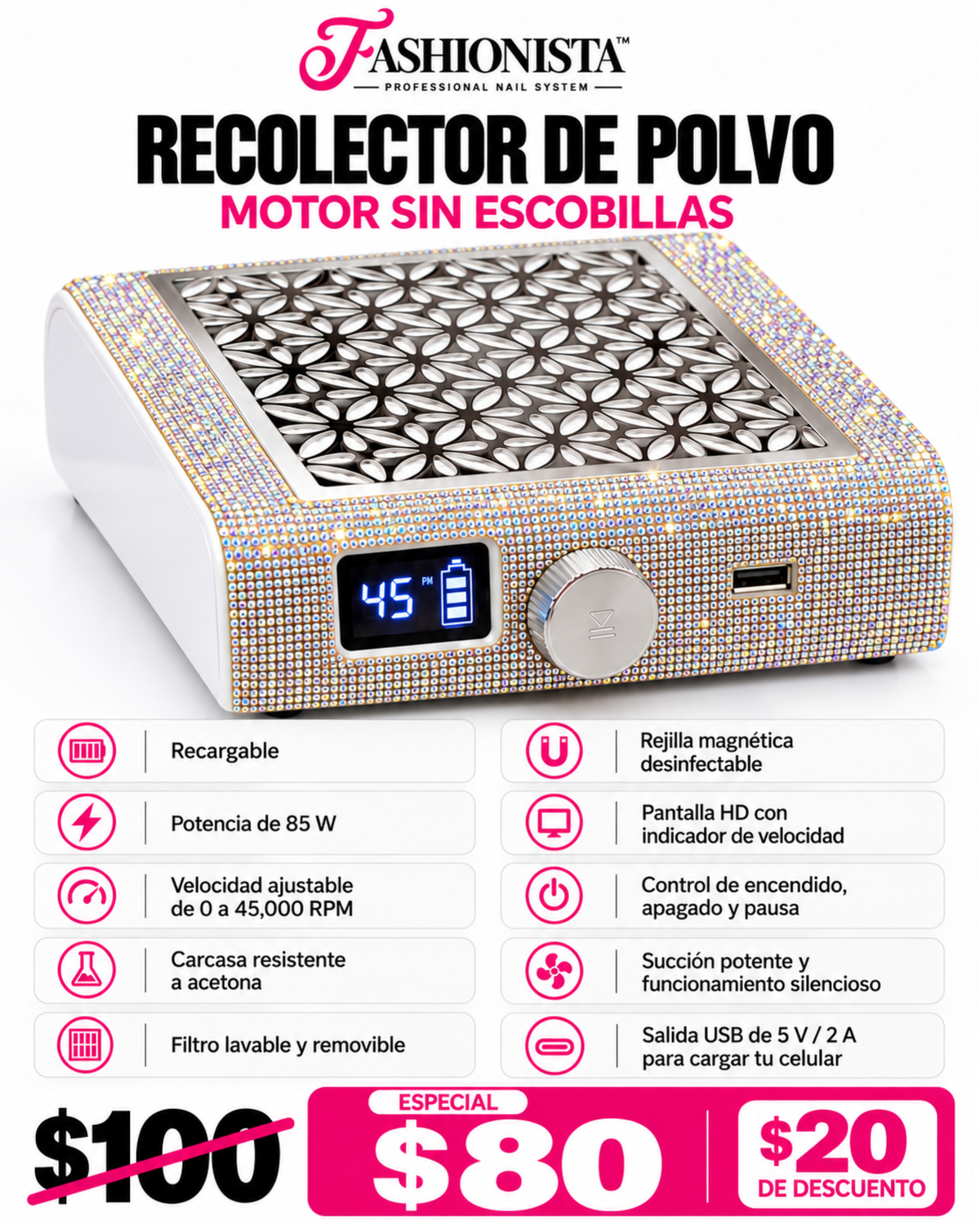 Recolector de Polvo con Motor sin Escobillas