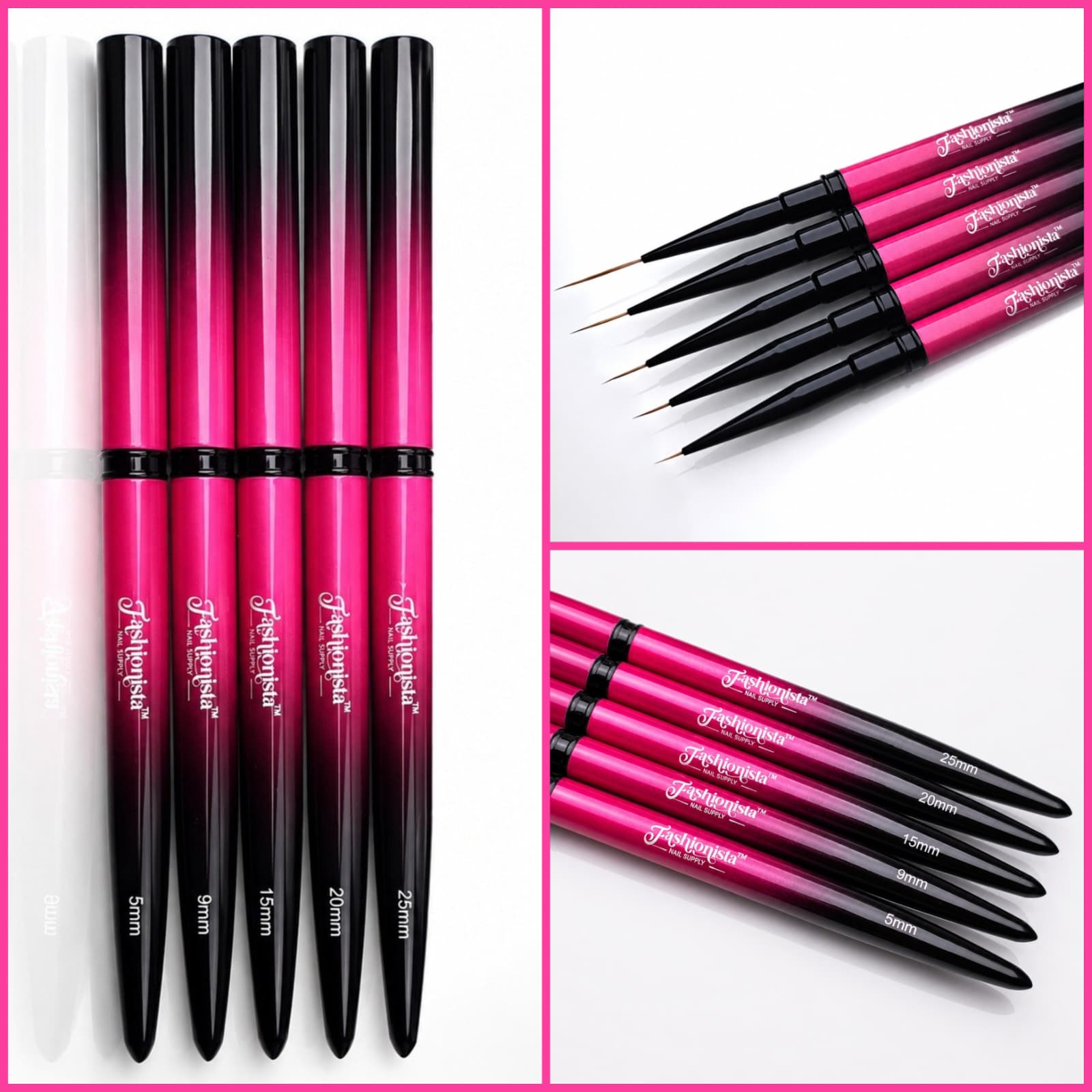 Set de 5 Pinceles Lineales Premium - 100% Kolinsky