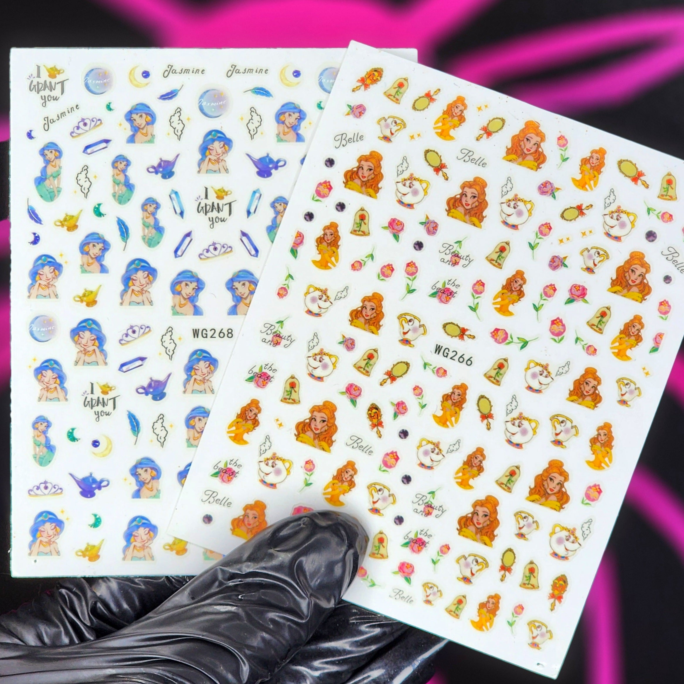 Dúo Nail Stickers - Princesas Jasmine & Belle
