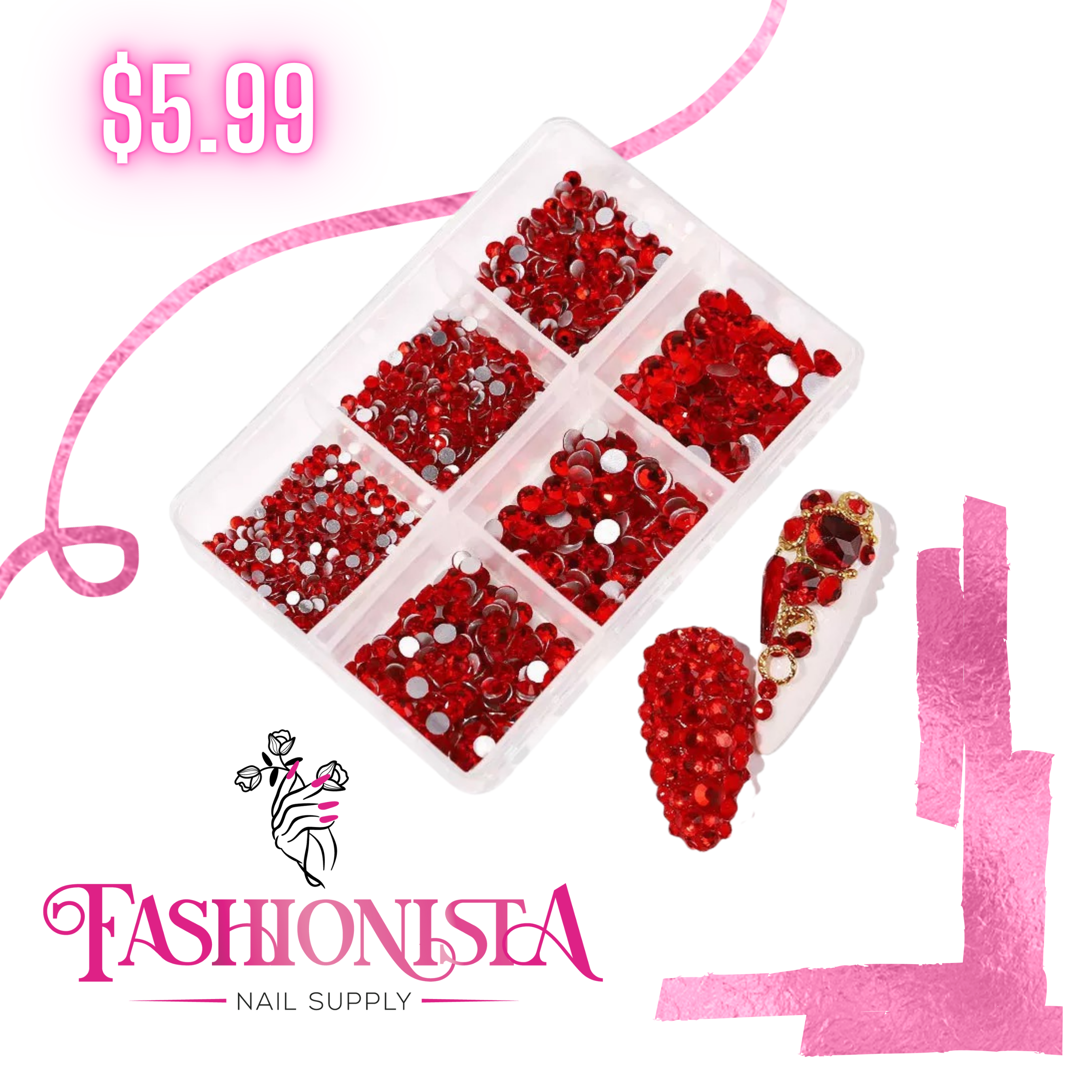 Rhinestones Box - Red