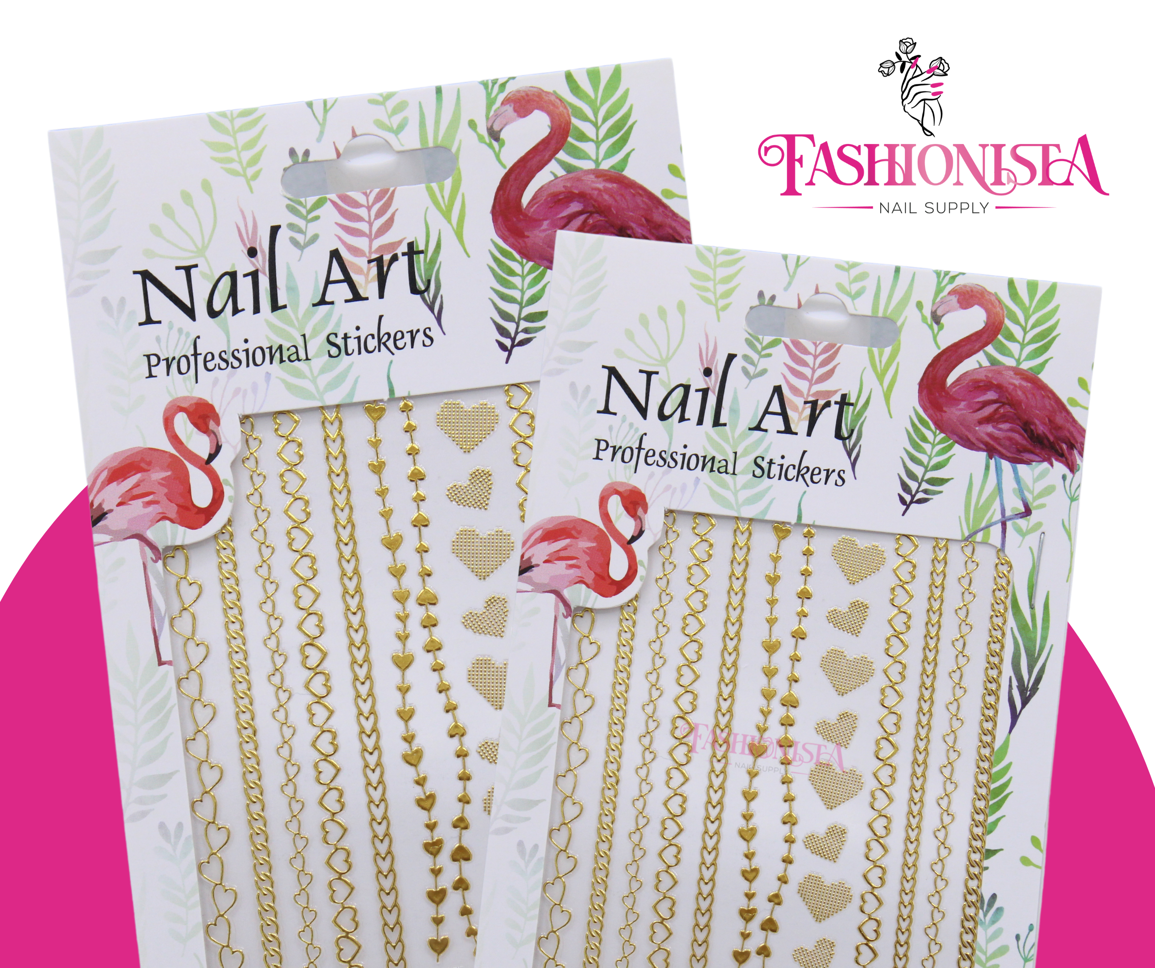 Nail Sticker - San Valentin Cadenas Gold